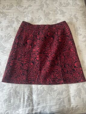 sahalie Red and Black Swirl A-Line Skirt